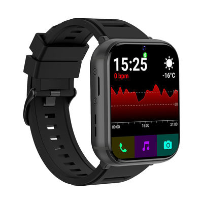 Q668 4G LTE Smart Watch zwart 4+64GB 1.99''Screen Dual Camera Quad Core 930mAh Android 9.0 Mannen