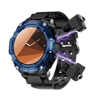 Rainbuvvy T96 blauw 2-in-1 TWS ingebouwde draagbare oordopjes oefening opname gezondheid monitoring