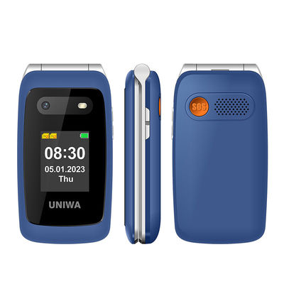 Goede prijs. Snel bellen Flip oudere mobiele telefoons 1450mAh UNIWA V202T Blauw lichtgewicht online