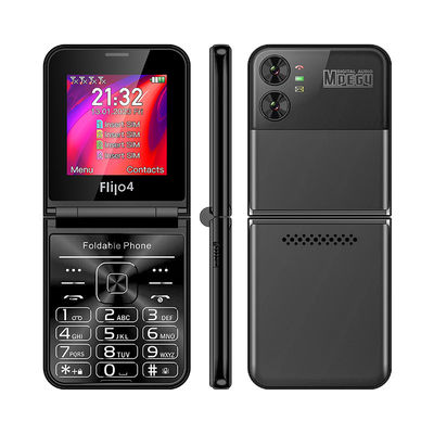 F265 2.55' 4 SIM-kaarten Flip Keypad Mobiele telefoon 1400mAh Camera FM Radio 2G Feature