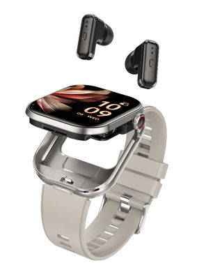 TWS 2-in-1 Bluetooth Oordopjes en 2.02'' TFT Vierkant Scherm Bluetooth Bel Smartwatch met 400911 Batterijcapaciteit 3.7V/25MAH